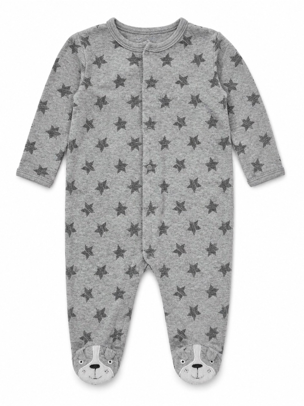 Bon Bebe Grey Star Print Footed One-Piece